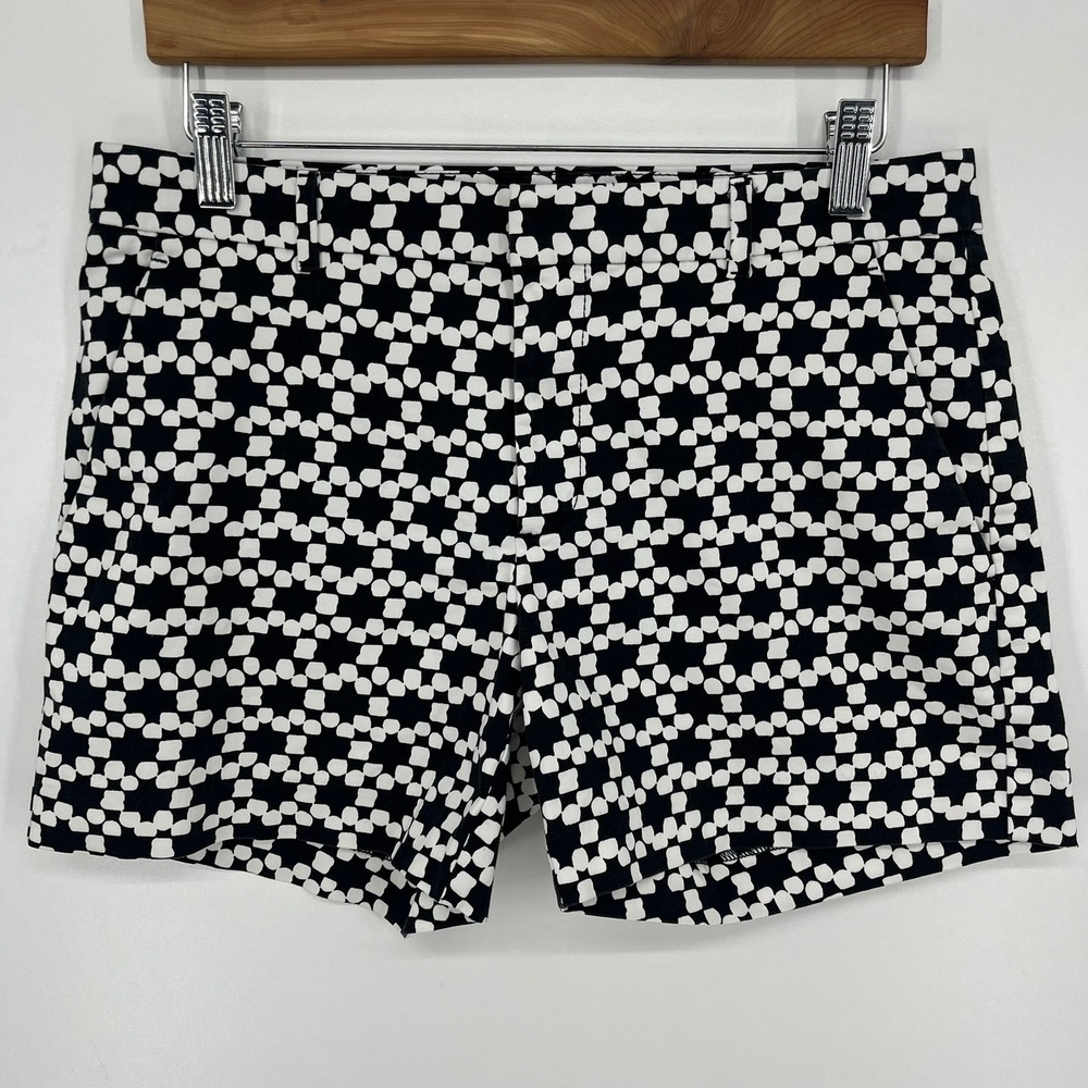 Banana Republic Avalon Short Womens 6 Black White Geometric Print Cotton Blend